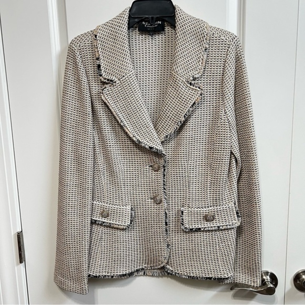 St. John Cream Textured Blazer